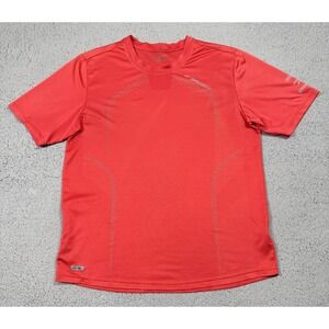 Brooks HVAC Shirt Mens Medium Red Short Sleeve Running Performance Athletic Top